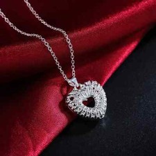 925 Sterling Silver Titanic Heart of The Ocean Pendant Necklace Jewelry Gift UK