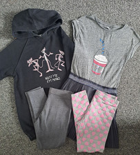 Girls clothes bundle Zara Next Pink Panther hoodie grey leggings age 6-7 years