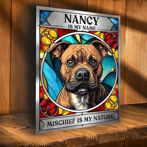 Personalised tan staffy sign - tan,