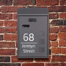 Wall Mounted Post Box Personalised Black Letterbox with Combination Lock UK