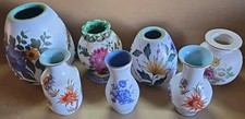7X Bundle Vintage Hand Painted Gouda Holland Vases Job Lot, Largest 21cm