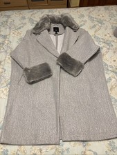 River Island Winter Coat Grey With Faux Fur Detachable Trim Plus Size 22 BNWOT