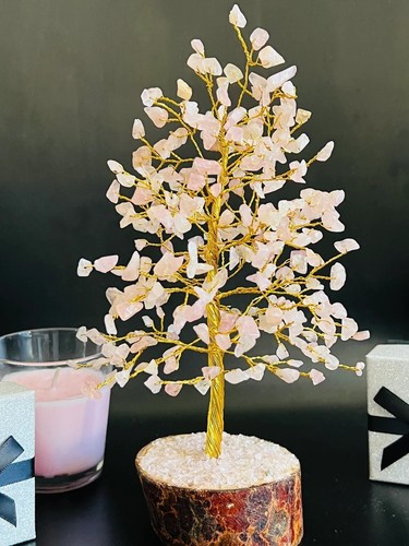 Rose quartz gemstone tree - rose,