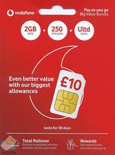 VODAFONE PAY AS YOU GO SIM CARD OFFICIAL SEALED 4G NANO MICRO SIM 3 in 1 DATA