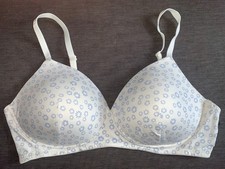 M&S Bra Full Cup N/W Padded T-Shirt Style Floral Cotton Rich 38D Ecru Mix BNWoT