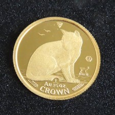 ISLE OF MAN 1990 ALLEY CAT .999 GOLD 1/25th CROWN