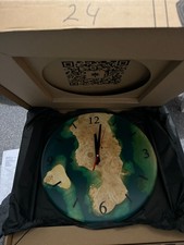 Handmade 40cm Maple & Turquoise Resin Wall Clock – Black Arabic Numbers £99