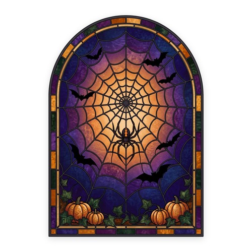 Gothic spider web arch - spider, stained