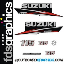 Suzuki DF115 115hp (post 2010) outboard engine decals/sticker kit