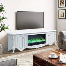 Modern TV Media Console Cabinet & 30'' Electric Insert Fireplace 7 Led Colours