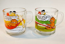 2 x Vintage McDonalds Garfield Glass Coffee / Tea Mugs / Cups Jim Davis 1978