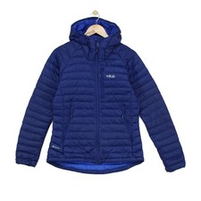 Rab Microlight Alpine Jacket Womens Size 12 Blue Down Quilted Hooded