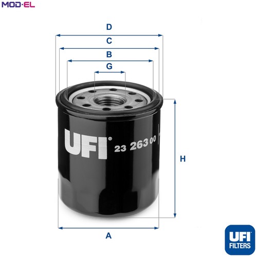 Oil filter 263 for - oil, 23.263.00