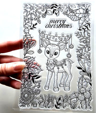 Clear Stamps CHRISTMAS FRAME BABY REINDEER Deer Rubber Stamping Card Making
