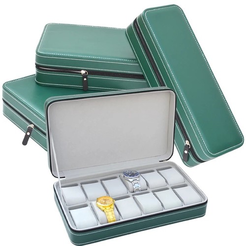 Green leather watch travel - green,