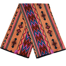 African Print Ankara Fabric 6 Yards – Peach Teal Kente Pattern Material