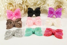 Large Kawaii AB Glitter Ribbon BOW Cabochons 52mm FLATBACK embellishment craft