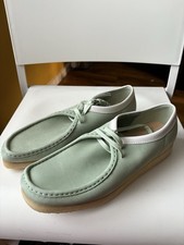 Men’s Clarks Pale Green Wallabee Leather Shoes Size 10 1/2 G EU 45 New No Box