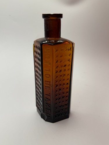 Antique amber glass poison - antique,