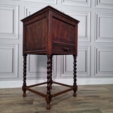 Antique Wooden Barley Twist Cabinet Cutlery Sewing Table Pot Bedside Cupboard