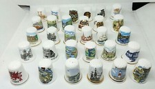 Job Lot Collection of 30x English Fine Bone China Thimbles Mainly UK Places