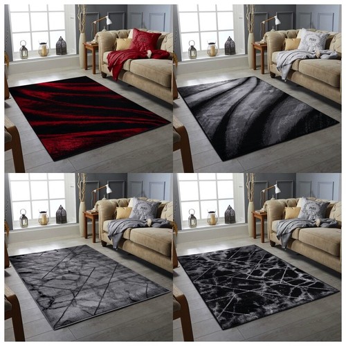 Modern pattern rug black grey - modern,