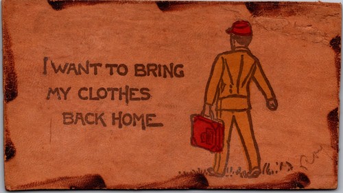 Antique leather postcard - leather, i