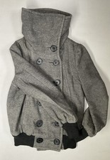 Vintage Wool Blend Tom Wolfe Warm Winter Coat Jacket Size UK 10 Grey Rare