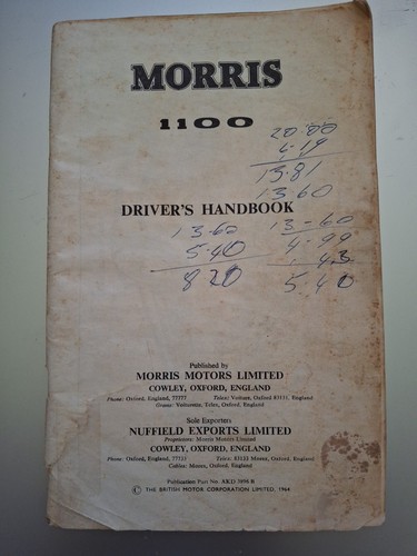 Morris 1100 drivers handbook - 1100,