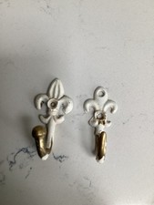 Vintage solid brass decorative wall coat hangers, set of 2