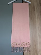 Pashmina Scalf In Pale Pink With Beaded Embroidery Work Detail