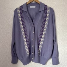 Vintage Grazia Made In Italy Lilac Geometric Cardigan Size 18