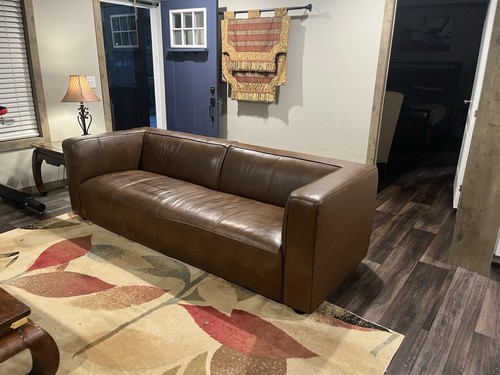 Elegant brown leather sofa