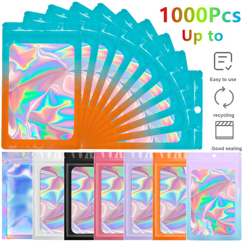 Holographic mylar ziplock - mylar, bags