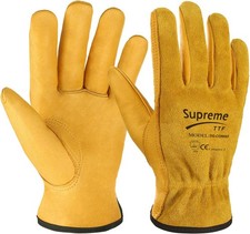 Yellow Leather Gardening Gloves Thorn Proof Garden Work Driver Safety Glove