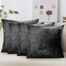Crushed Velvet Cushion Cover 18''x18'' Filled Cushions Sofa Bed Pillows Set Of 4