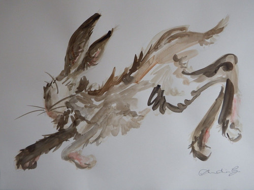 Watercolour painting leaping - painting,