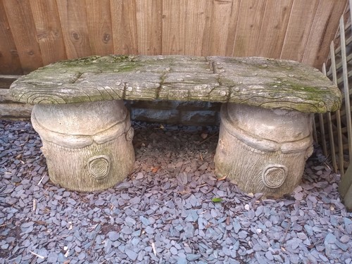 Stone concrete garden bench - concrete,