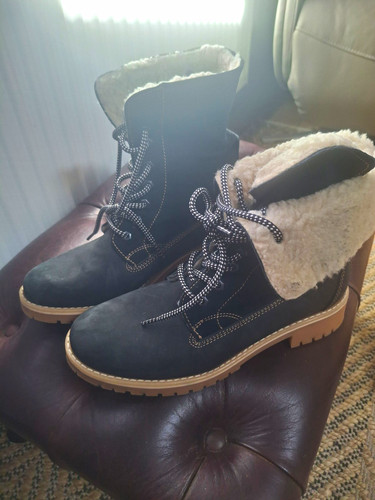 Tamaris black suede fur - suede,