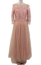 Chi Chi London Women's Dress Size 12 Dusky Pink Lace Embroidery Tulle Used F1