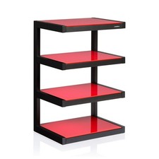 Norstone ESSE Hi-Fi Rack AV Furniture Stand Black With 4 Red Glass Shelves