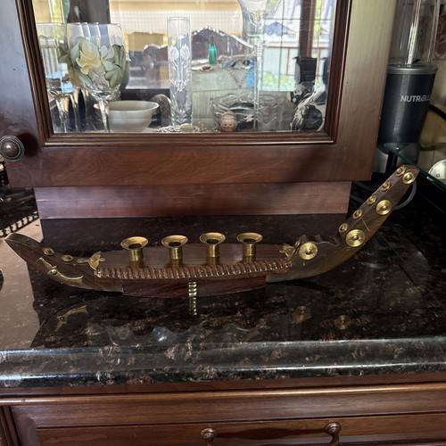 Vintage wooden and - vintage, brass