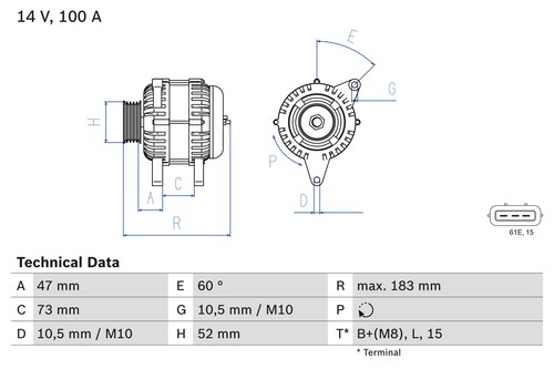 Bosch alternator bmw 1 - 1,9, 1,6