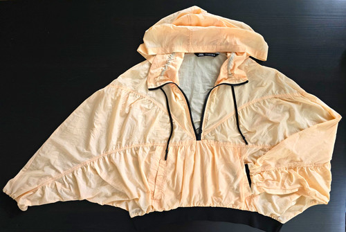 Zara peach nylon hooded - peach,