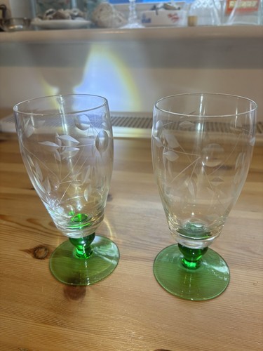 Vintage etched green footed - etched,