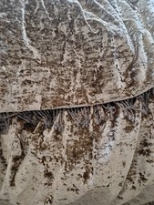  Bronze/Gold Crushed Velvet Curtains With Attached Beaded Valance. 95" x 214"