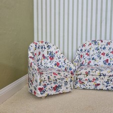1:12TH Scale Dolls House Furniture,   Flora 2 Arm Chairs and Sofa  SHF186