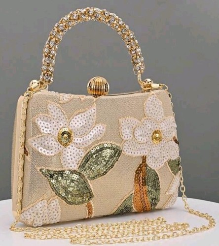 Gold pearl clutch bag - gold,