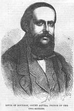 COUNT AQUILA Louis of Bourbon, Prince of the Two Sicilies - Antique Print 1860