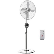 HOMCOM 16" Metal Pedestal Fan with Oscillating, Adjustable Height - Silver Tone
